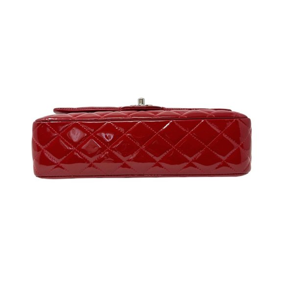 CHANEL Cherry Red Patent Leather Medium Classic Double Flap SHW - Picture 5 of 12